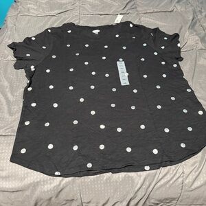 Old Navy T Shirt Everywear Size Xxl Black Silver Polka Dots 100% Cotton New NWT